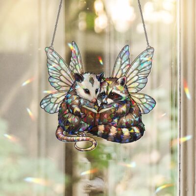 Fairy Possum Raccoon Hologram Suncatcher