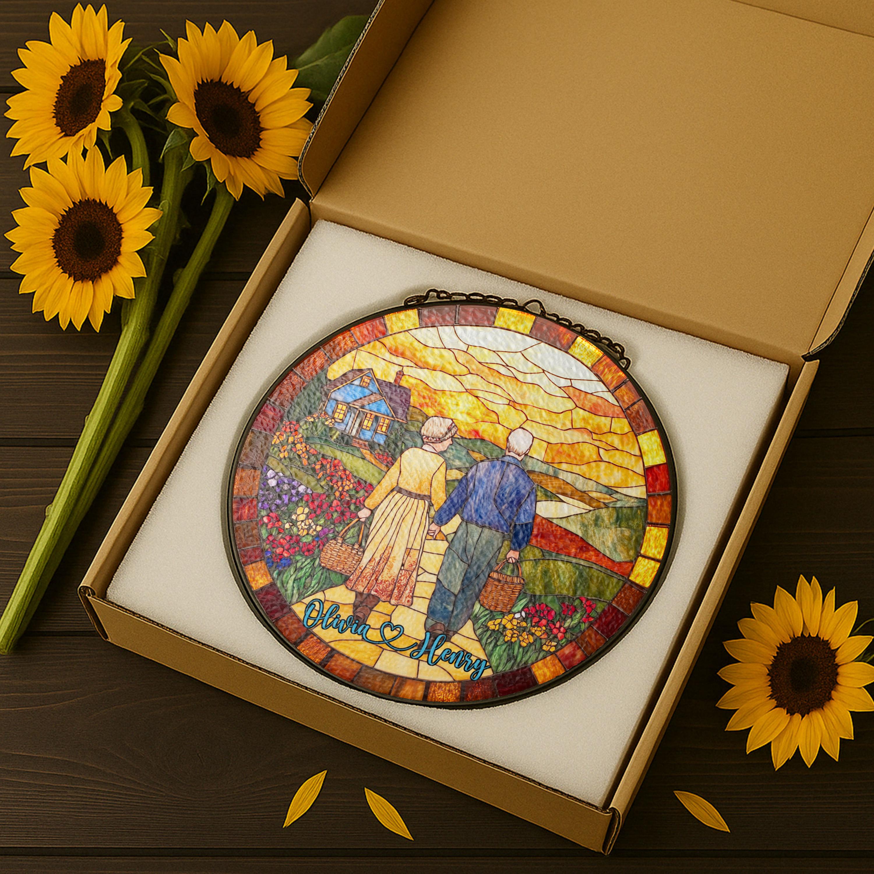 Elderly Couple Forever Love Custom Suncatcher - Image 2