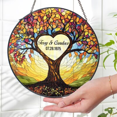Cherished Tree Of Life Anniversary Custom Suncatcher