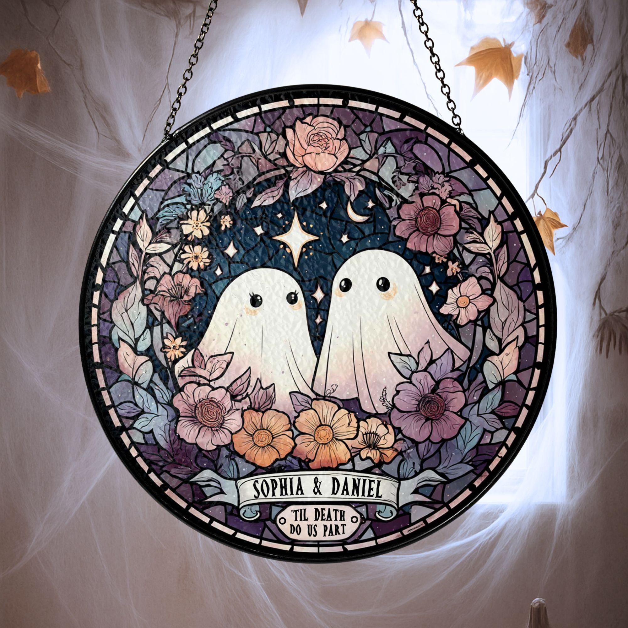 Custom Ghost Couple Halloween Suncatcher - Image 2