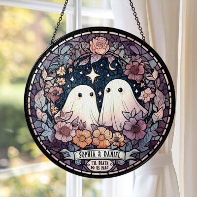 Custom Ghost Couple Halloween Suncatcher