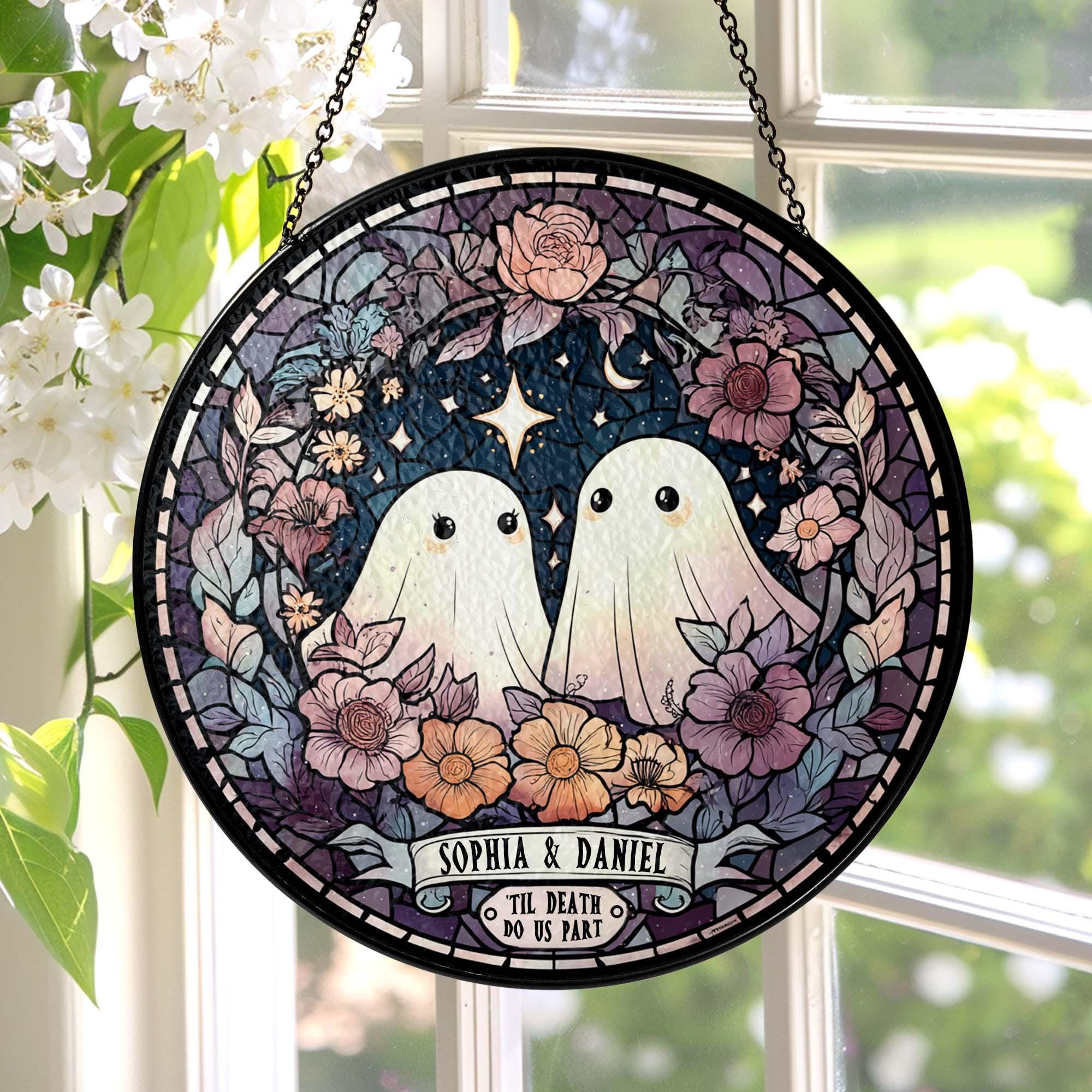 Custom Ghost Couple Halloween Suncatcher - Image 4