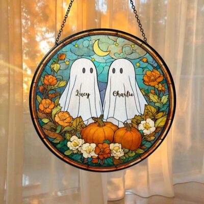 Ghost Bride Groom Halloween Custom Suncatcher