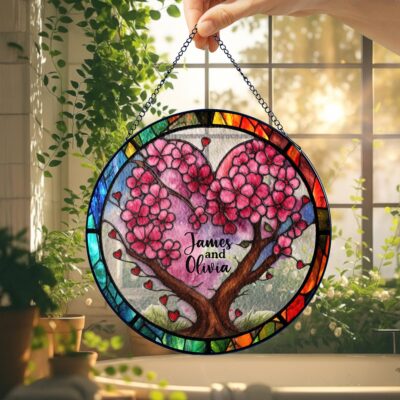 Loving Heart Tree Wedding Custom Suncatcher