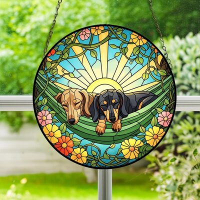 Dachshund Couple Dog Window Suncatcher