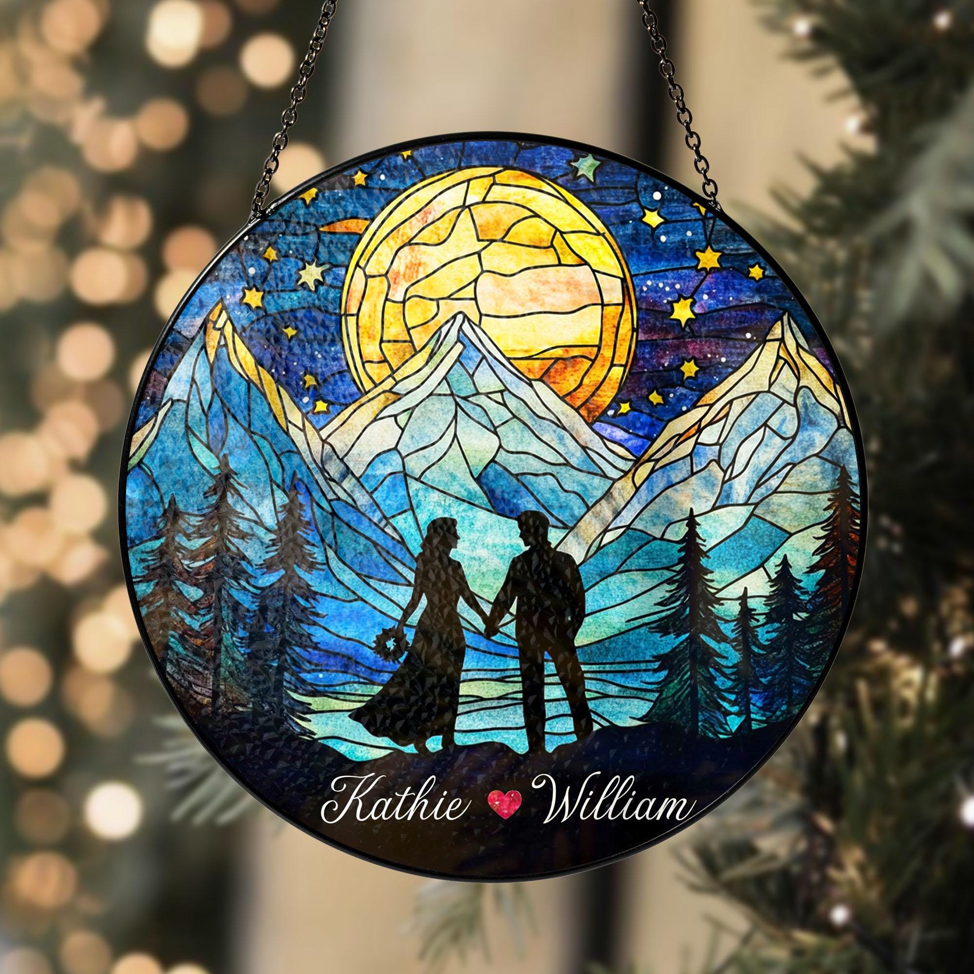 Hiking Couple Adventure Custom Suncatcher - Image 2