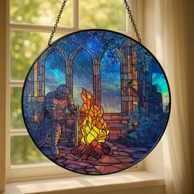 Dark Fantasy Game Bonfire Knight Suncatcher