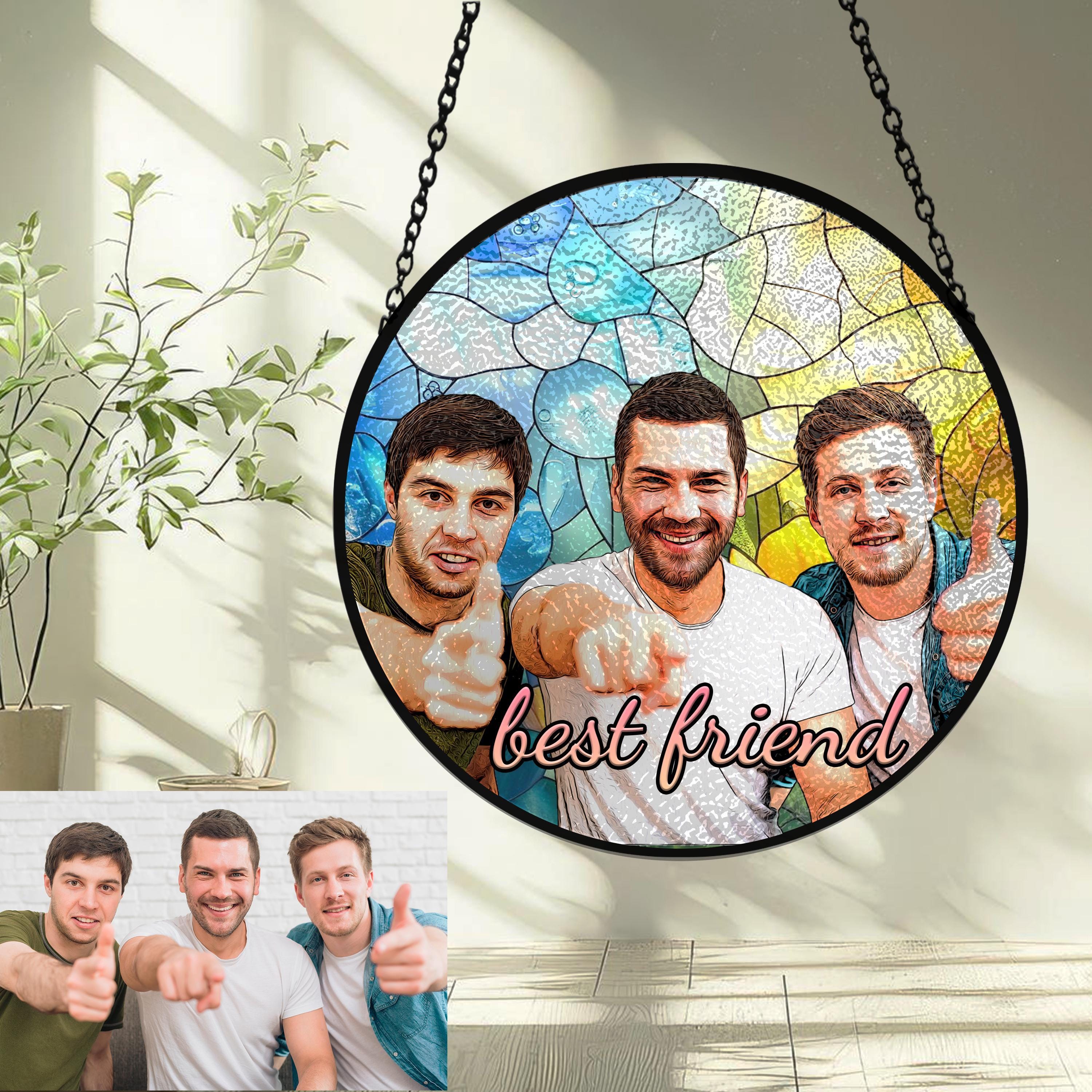 Personalised Brothers Portrait Friendship Suncatcher