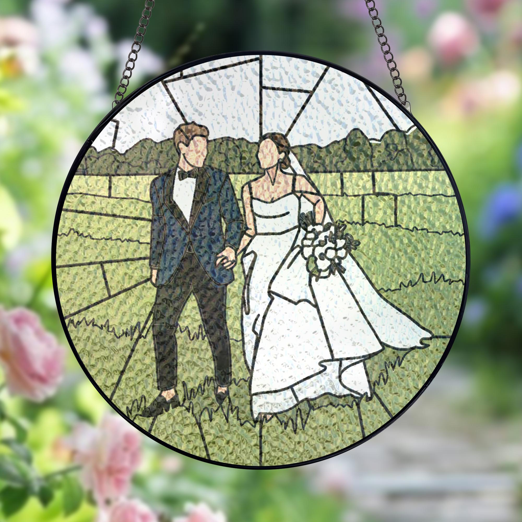 Tender Couple Portrait Custom Suncatcher