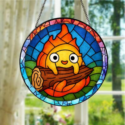 Anime Fire Demon Glass Suncatcher