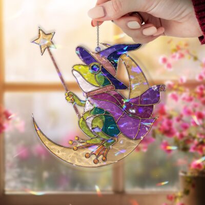 Wizard Frog Moon Halloween Suncatcher