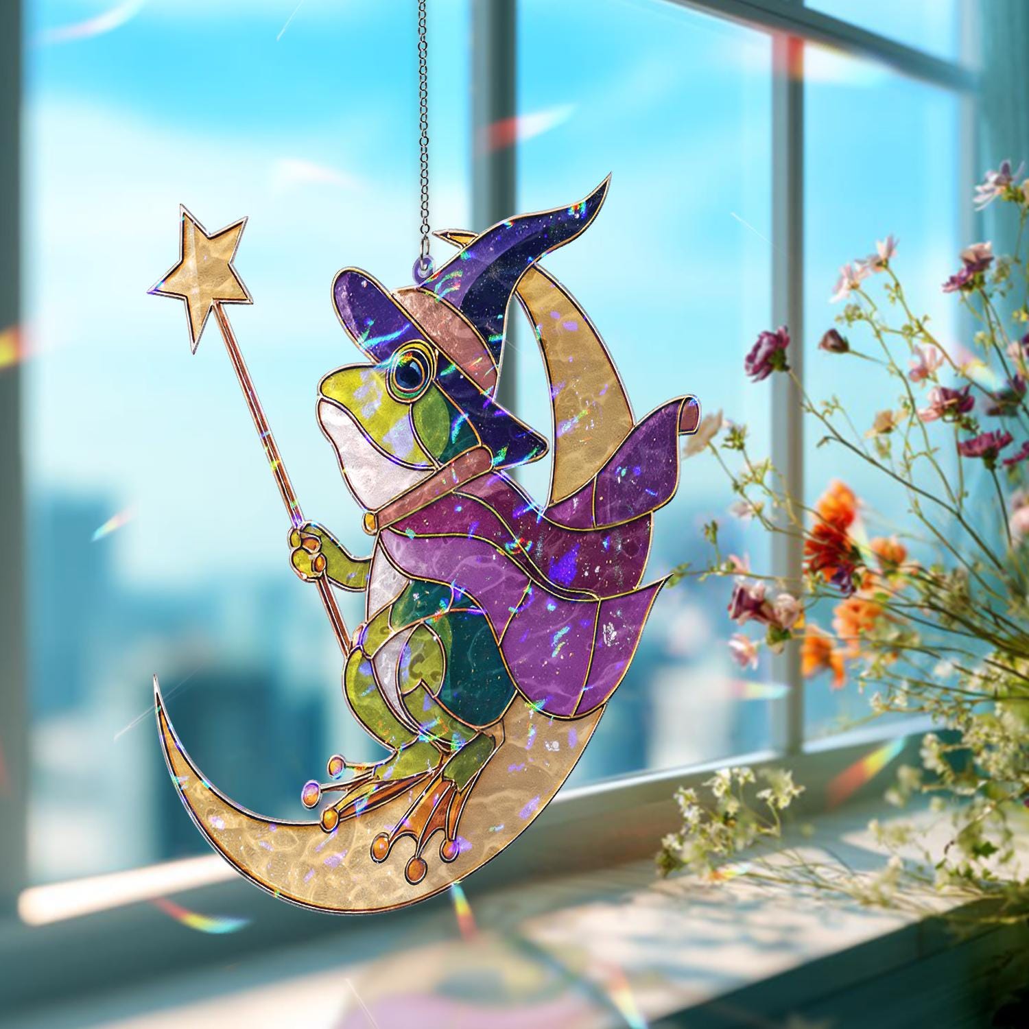 Wizard Frog Moon Halloween Suncatcher - Image 3