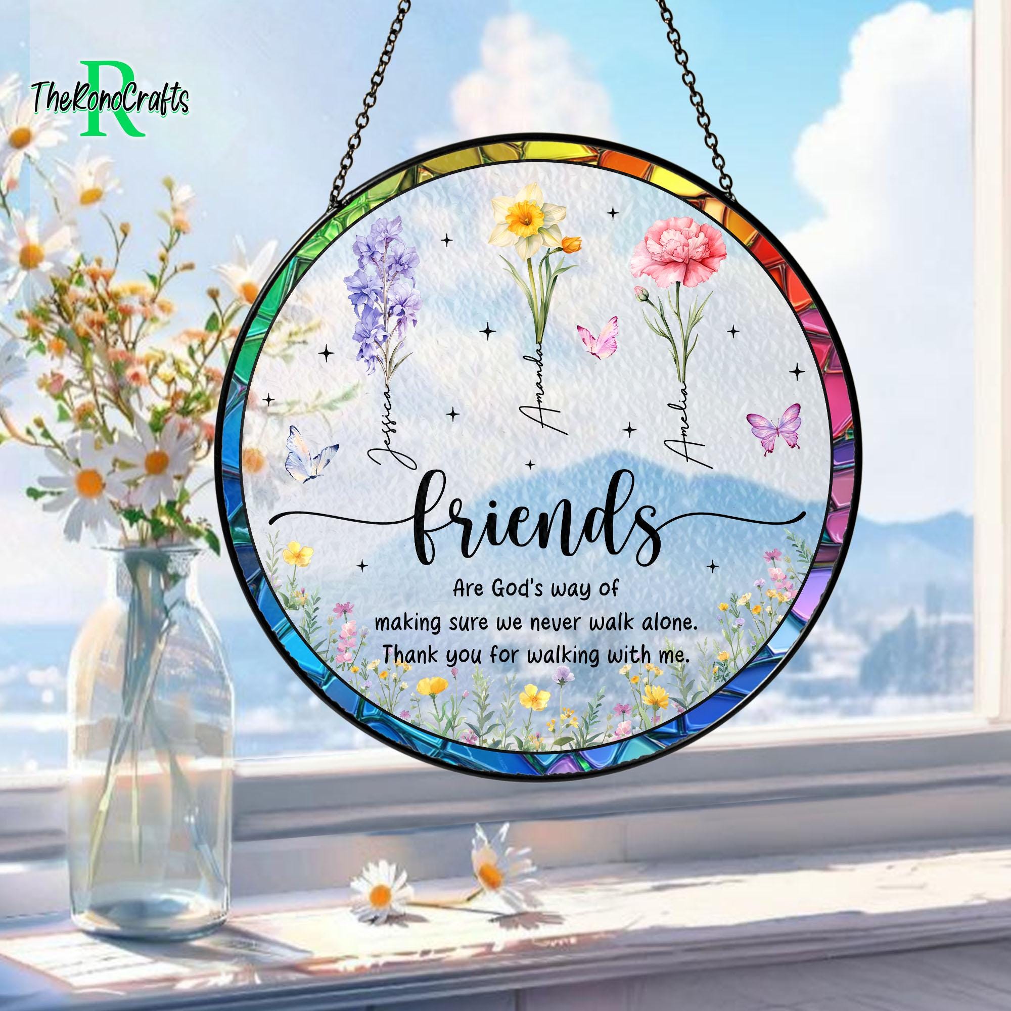 Besties Birth Month Flower Suncatcher - Image 3