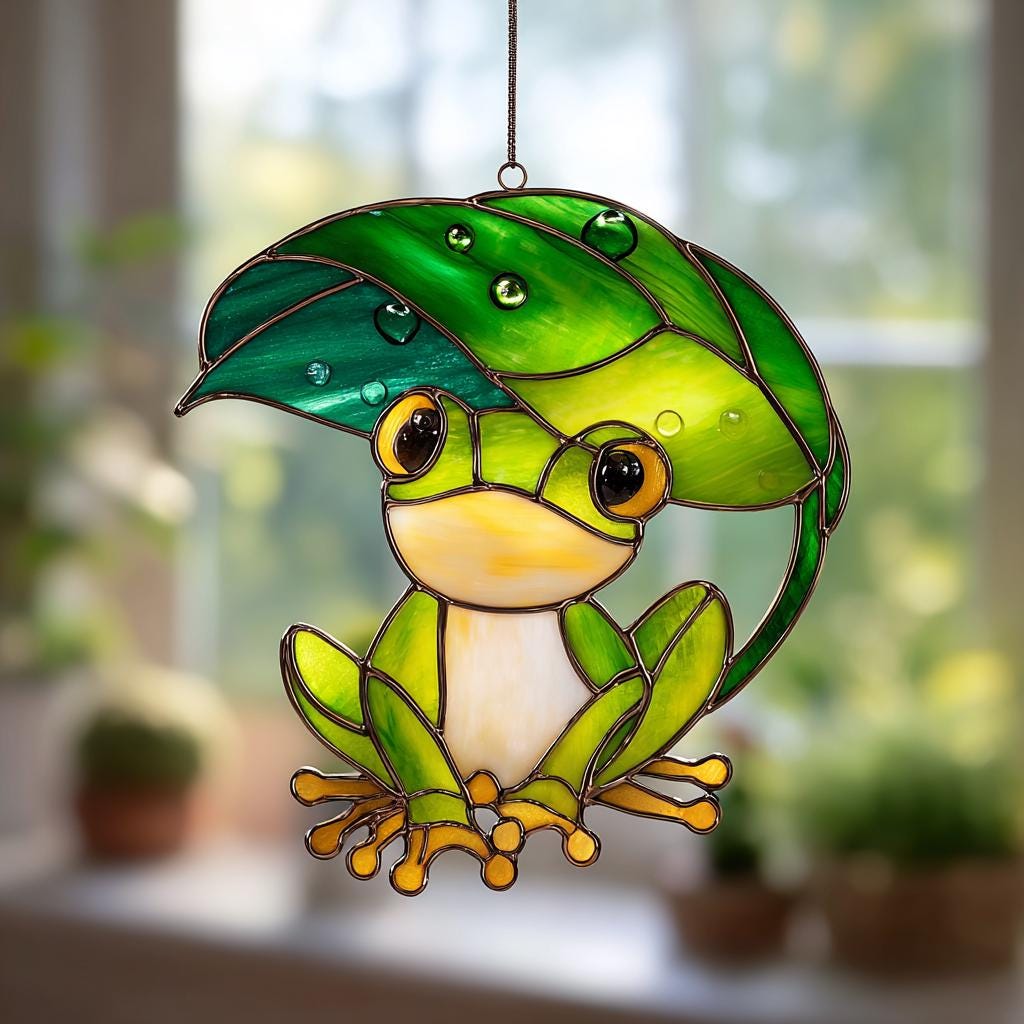 Frog Monstera Cottagecore Garden Suncatcher - Image 2