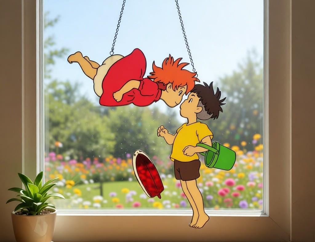 Ponyo Sosuke Kiss Resin Suncatcher