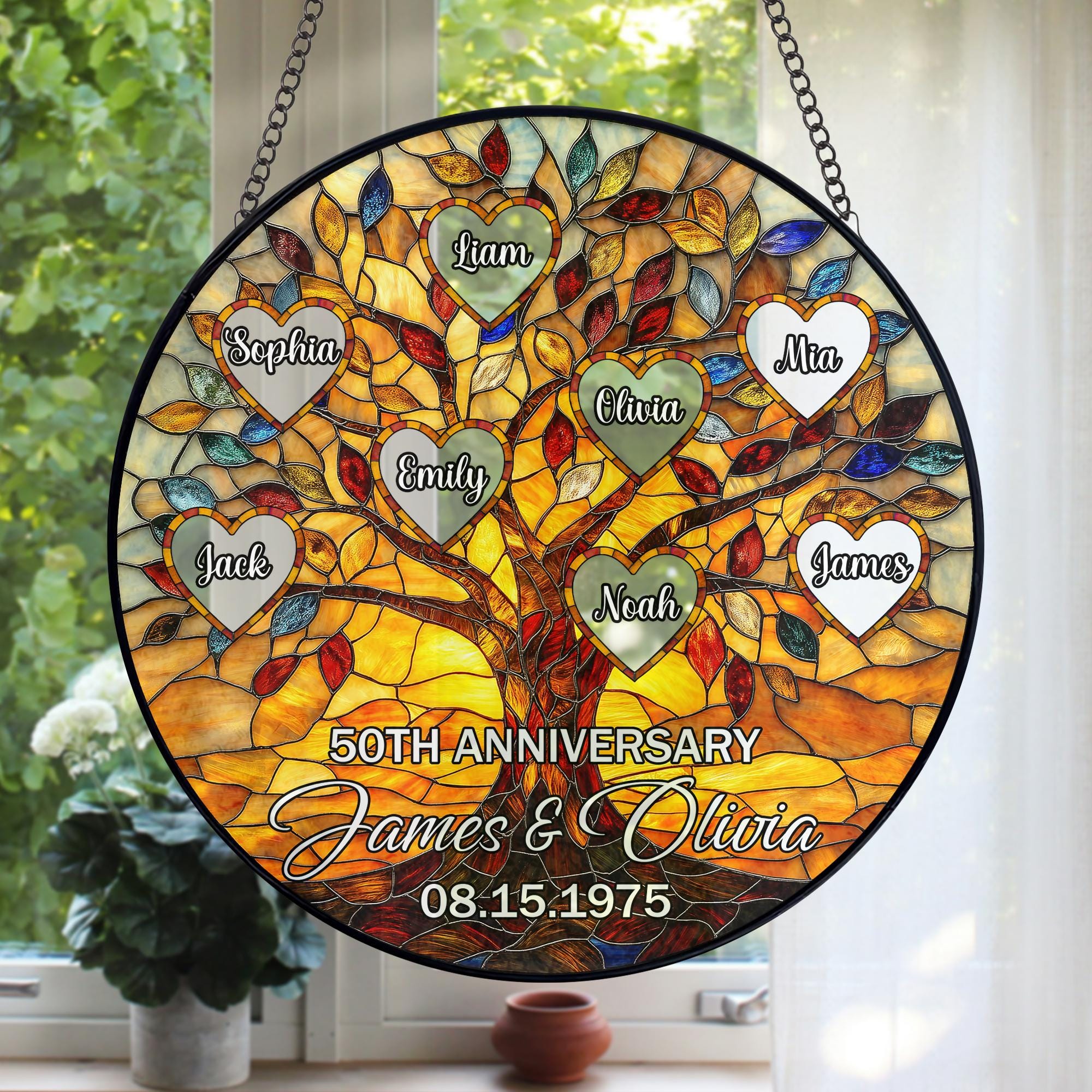 Anniversary Cherished Family Tree Custom Suncatcher - Image 2