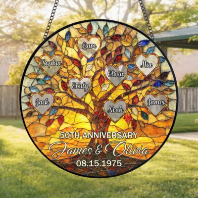 Anniversary Cherished Family Tree Custom Suncatcher