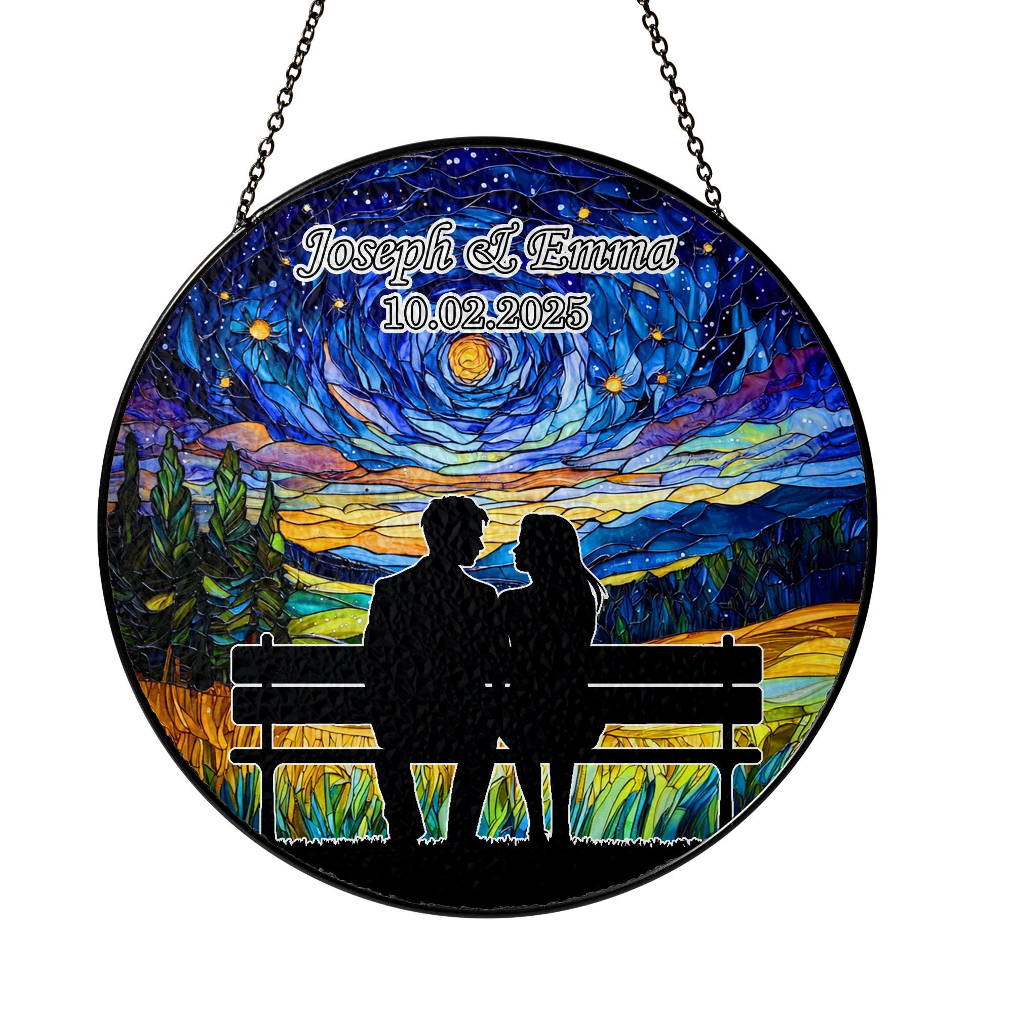 Couple Silhouette Romantic Custom Suncatcher