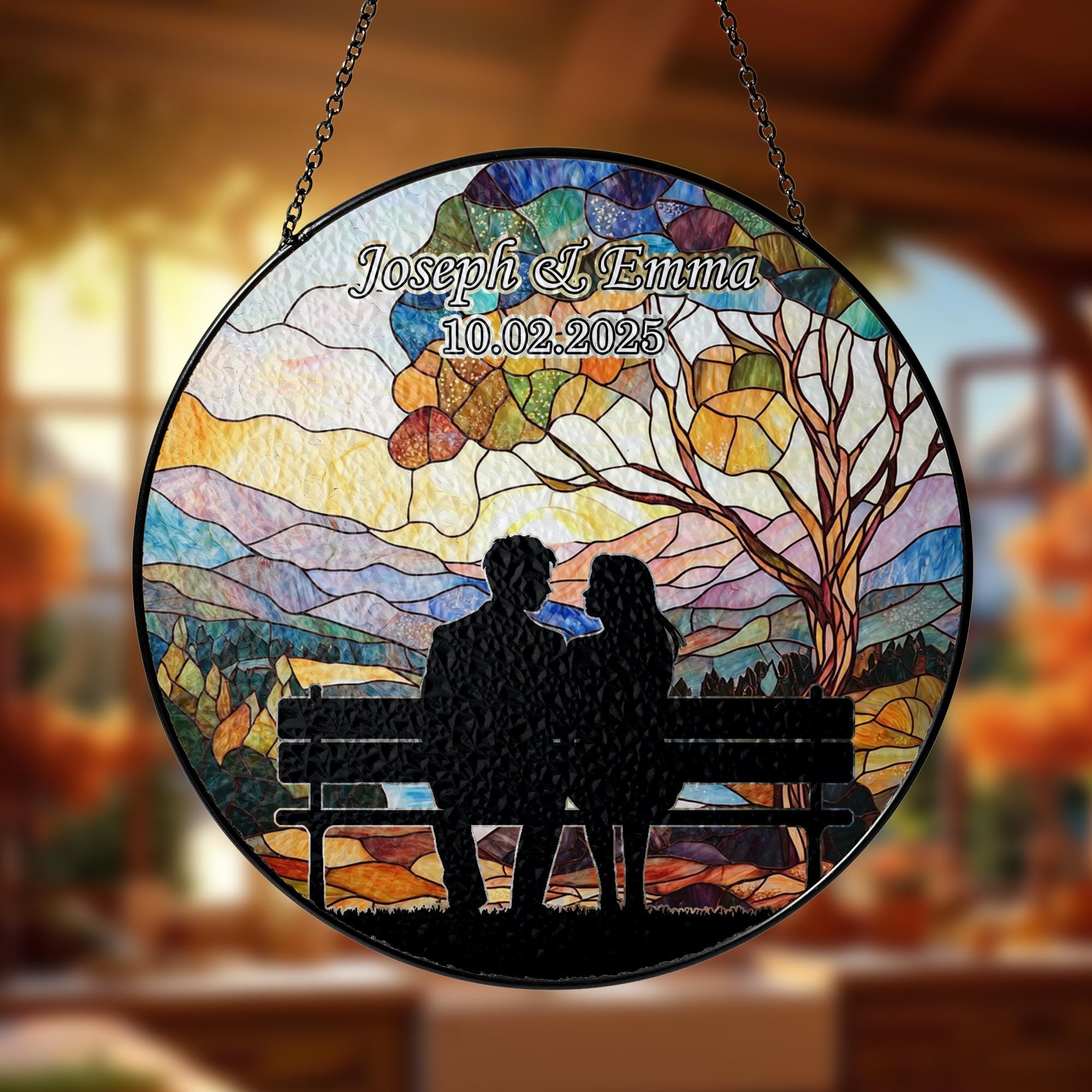 Couple Silhouette Romantic Custom Suncatcher - Image 2