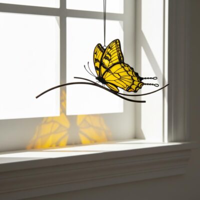 Tiger Swallowtail Butterfly Floral Suncatcher