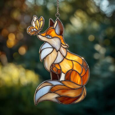 Fox Butterfly Woodland Animal Suncatcher