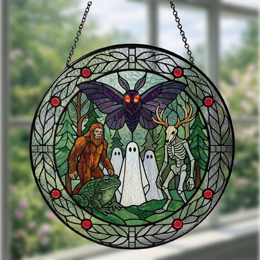Mothman Cryptid Gothic Halloween Suncatcher