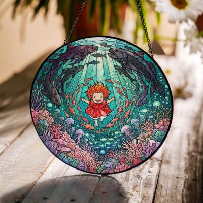 Red Hair Undersea Glass Suncatcher