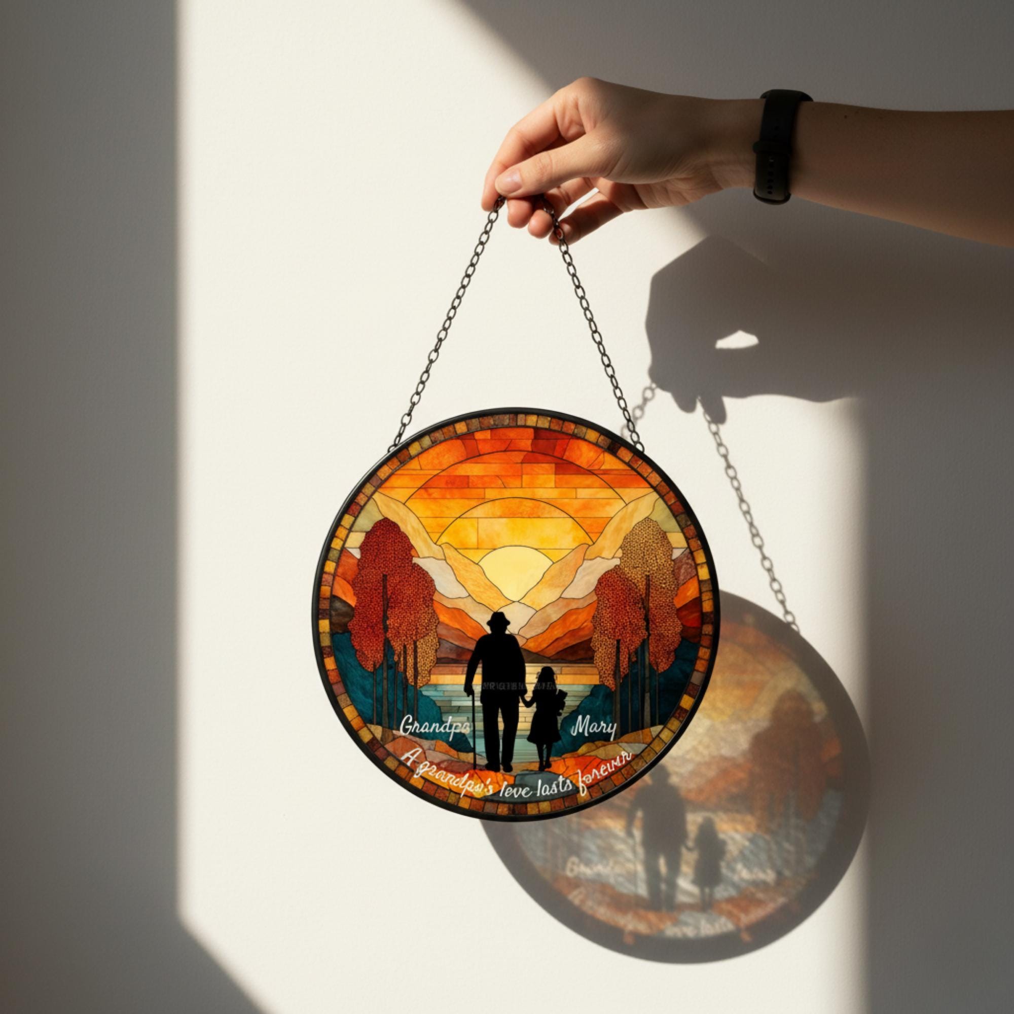Family Dad Silhouette Custom Suncatcher - Image 3