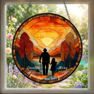 Family Dad Silhouette Custom Suncatcher