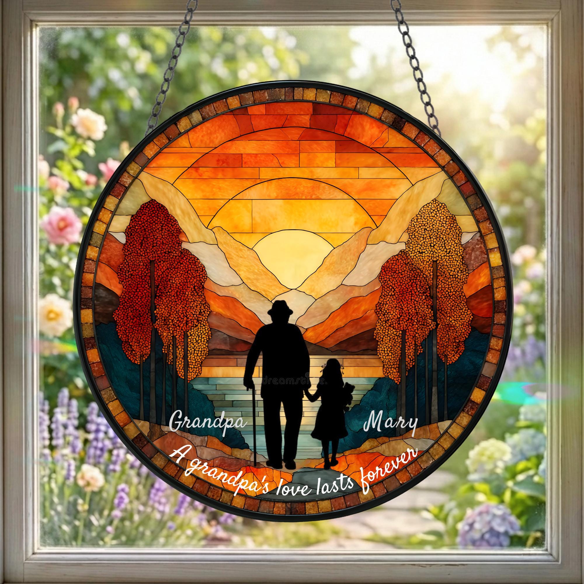 Family Dad Silhouette Custom Suncatcher