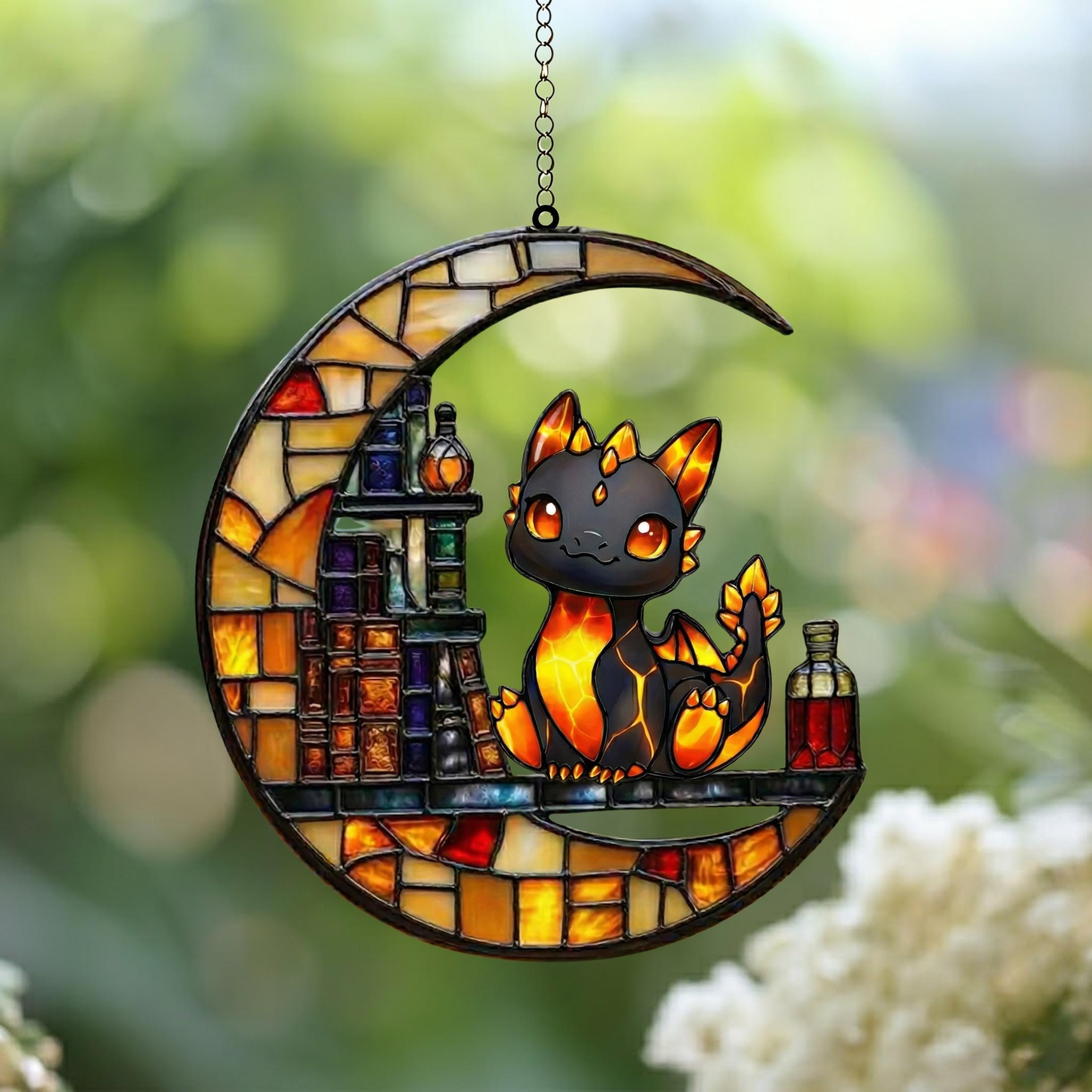 Baby Dragon Moon Glass Suncatcher - Image 2