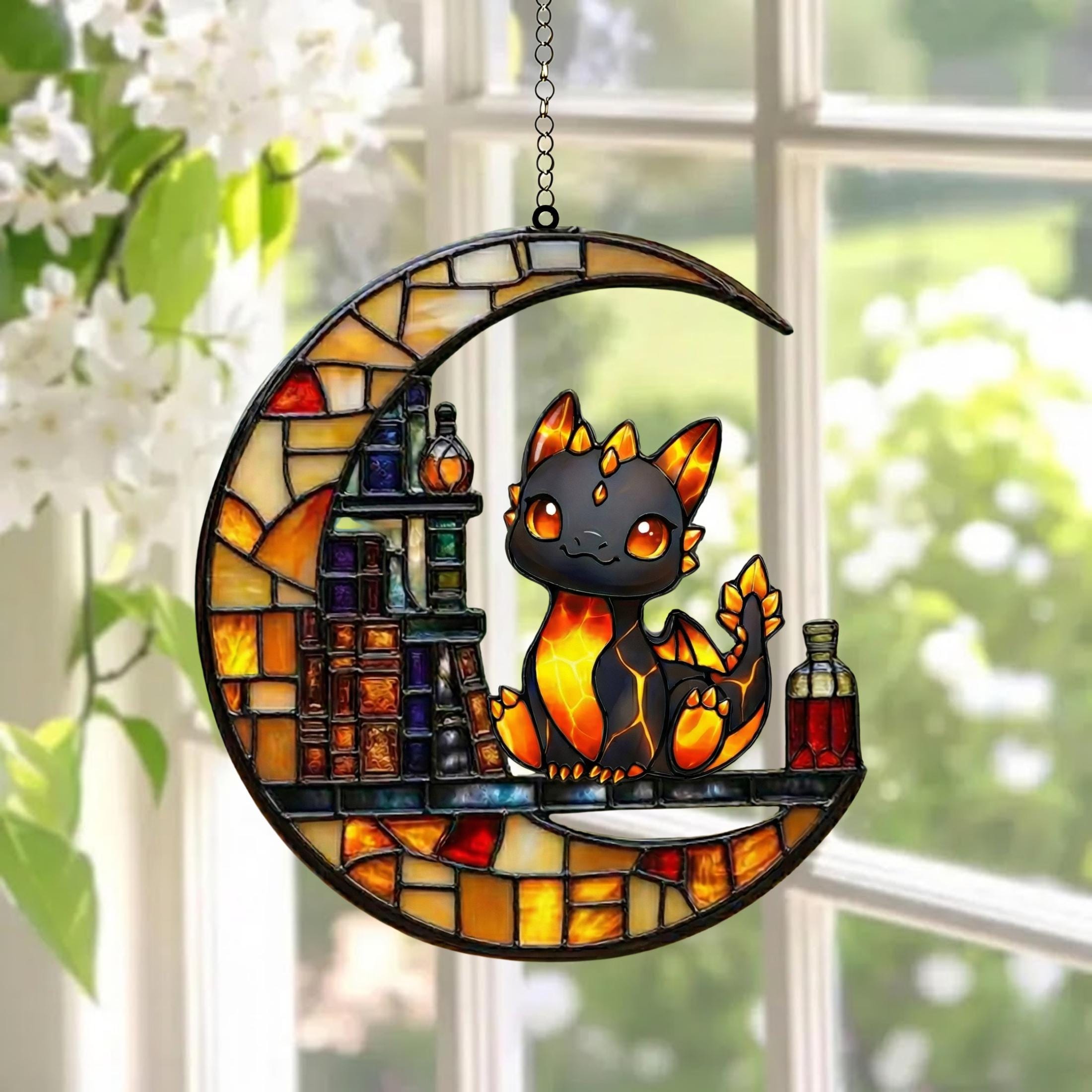 Baby Dragon Moon Glass Suncatcher - Image 3