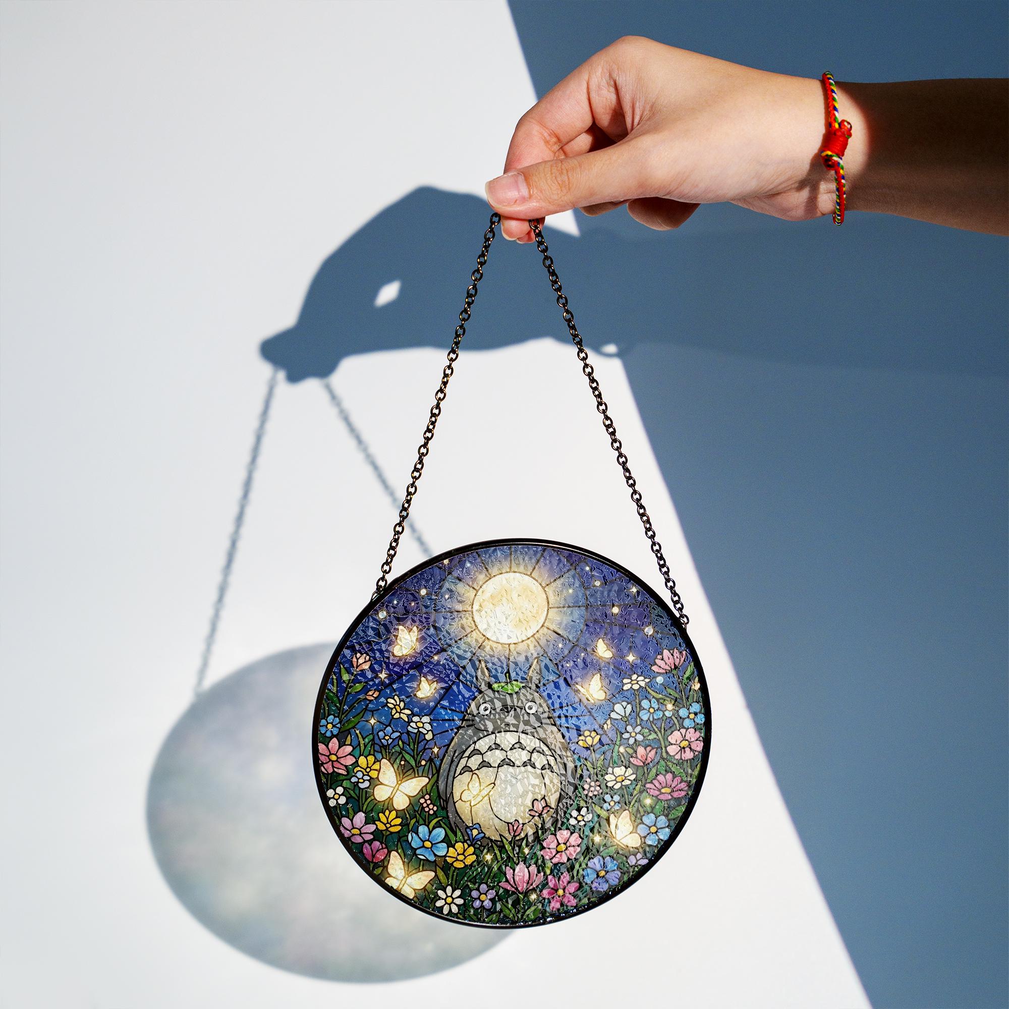Totoro Moon Flower Glass Suncatcher - Image 3