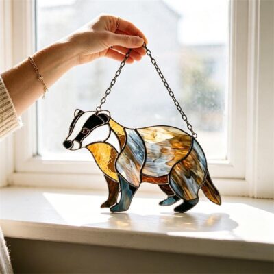 Badger Woodland Nature Glass Suncatcher