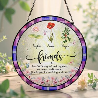 Personalised Friends Name Floral Suncatcher