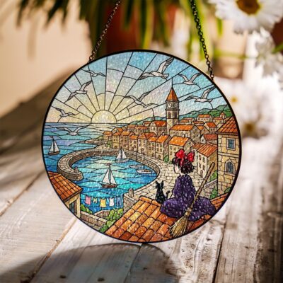 Kiki Coastal Town Glass Suncatcher