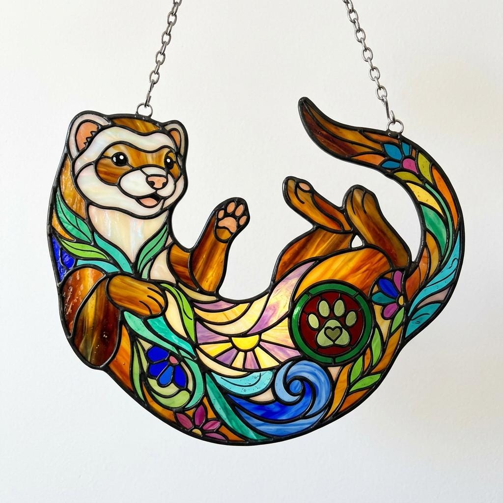 Smiling Otter Floral Wave Suncatcher - Image 2