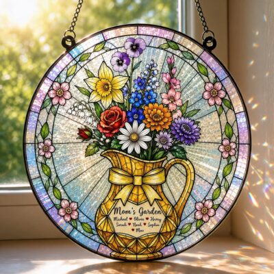 Family Birth Flower Garden Custom Suncatcher