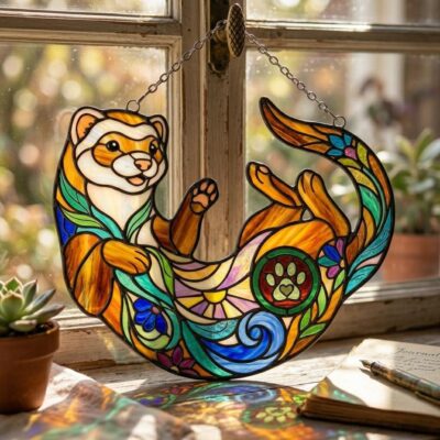 Smiling Otter Floral Wave Suncatcher