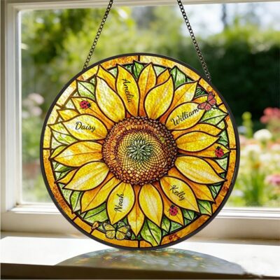 Family Sunflower Love Custom Suncatcher