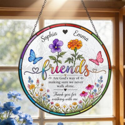 Personalised Friends Birth Flower Suncatcher