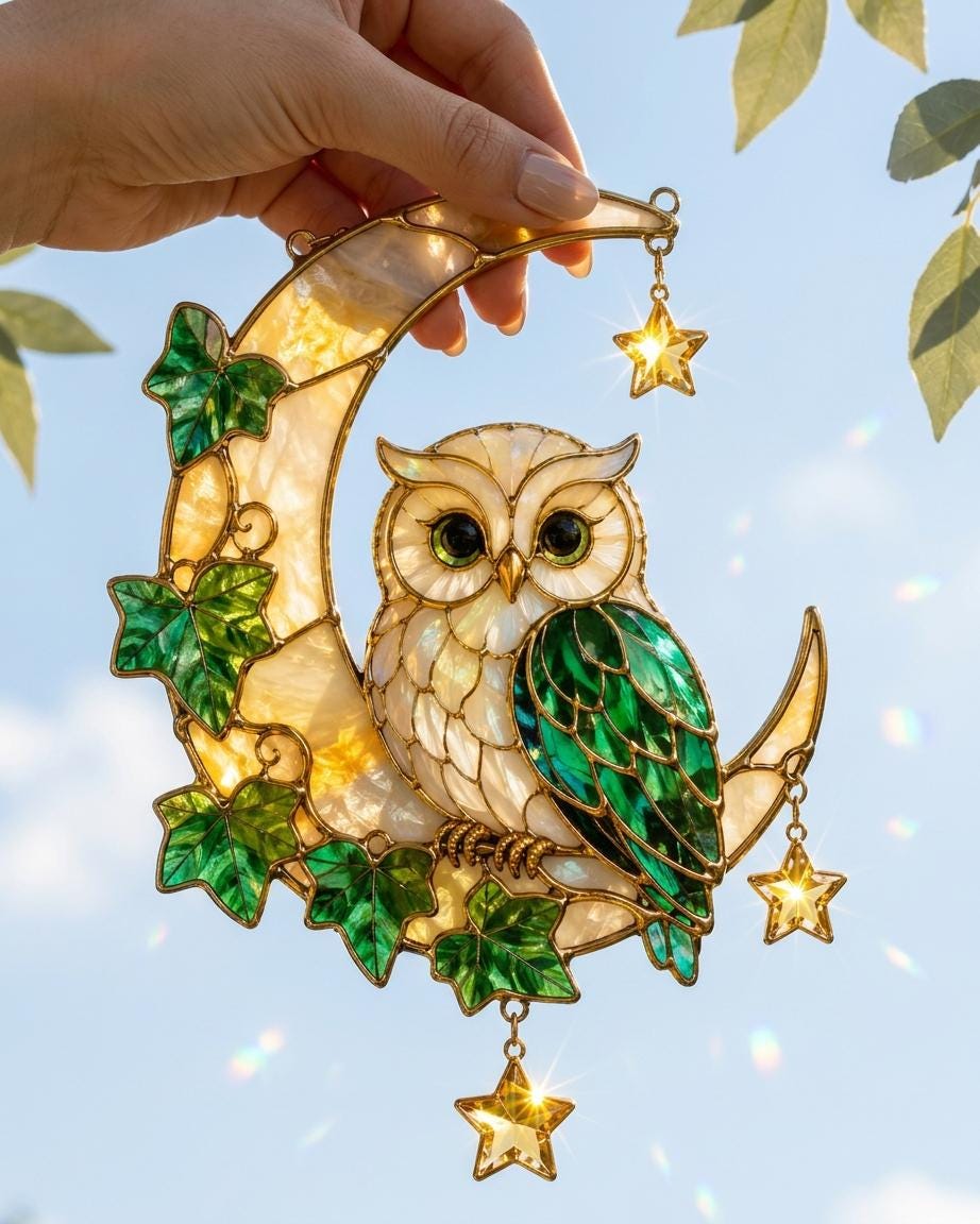 Moonlit Owl Celestial Forest Suncatcher - Image 2