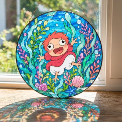 Ponyo Vibrant Ocean Theme Suncatcher