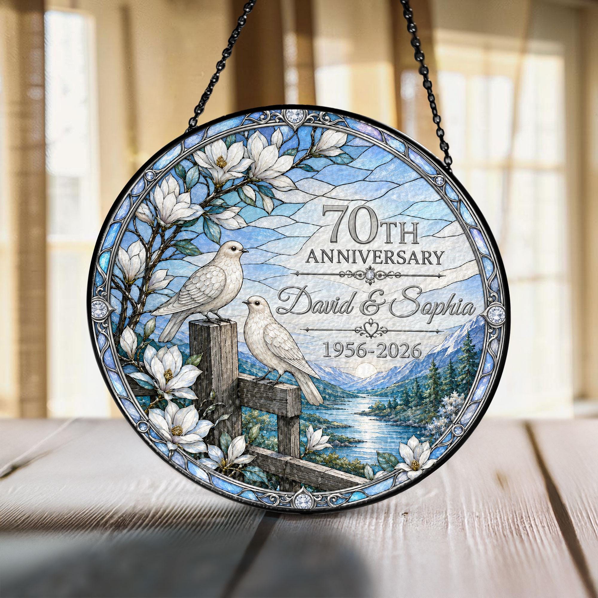 Wedding Anniversary Devoted Couple Custom Suncatcher - Image 2