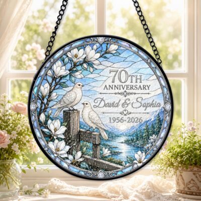 Wedding Anniversary Devoted Couple Custom Suncatcher
