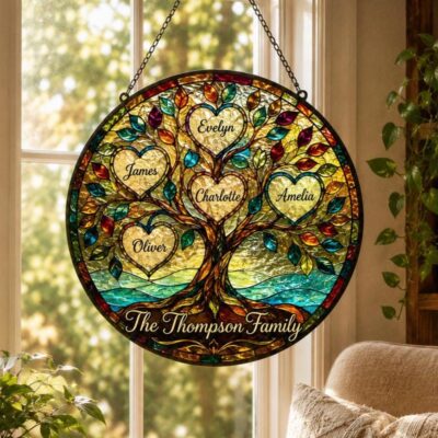 Family Heart Tree Custom Suncatcher