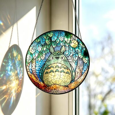 Totoro Anime Fan Glass Suncatcher