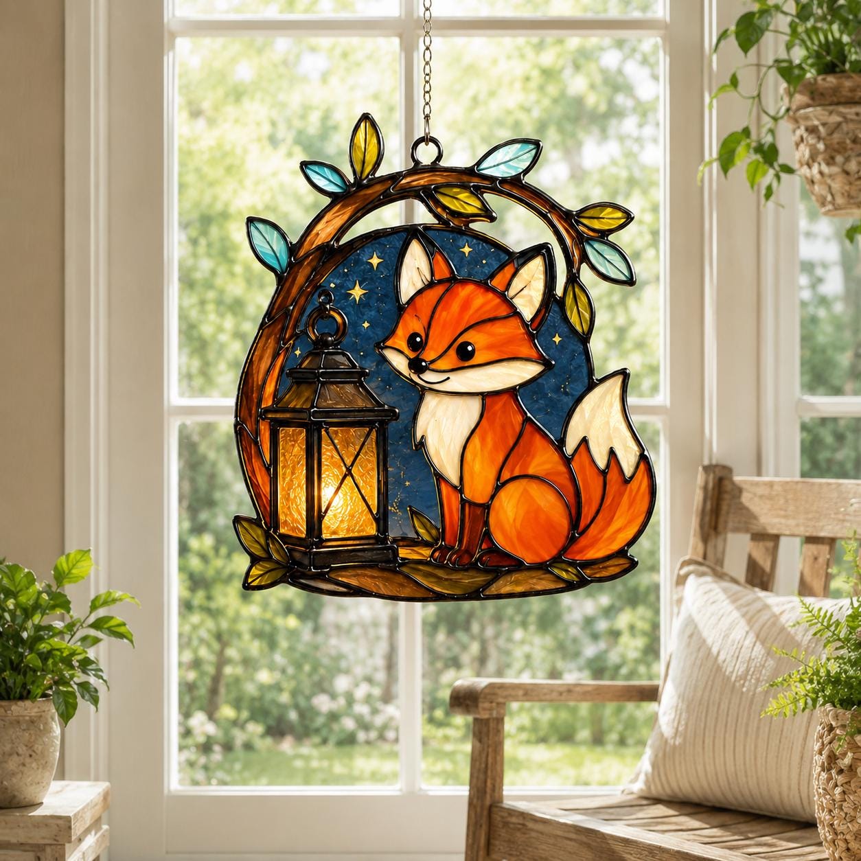 Fox Lantern Starry Night Suncatcher - Image 5