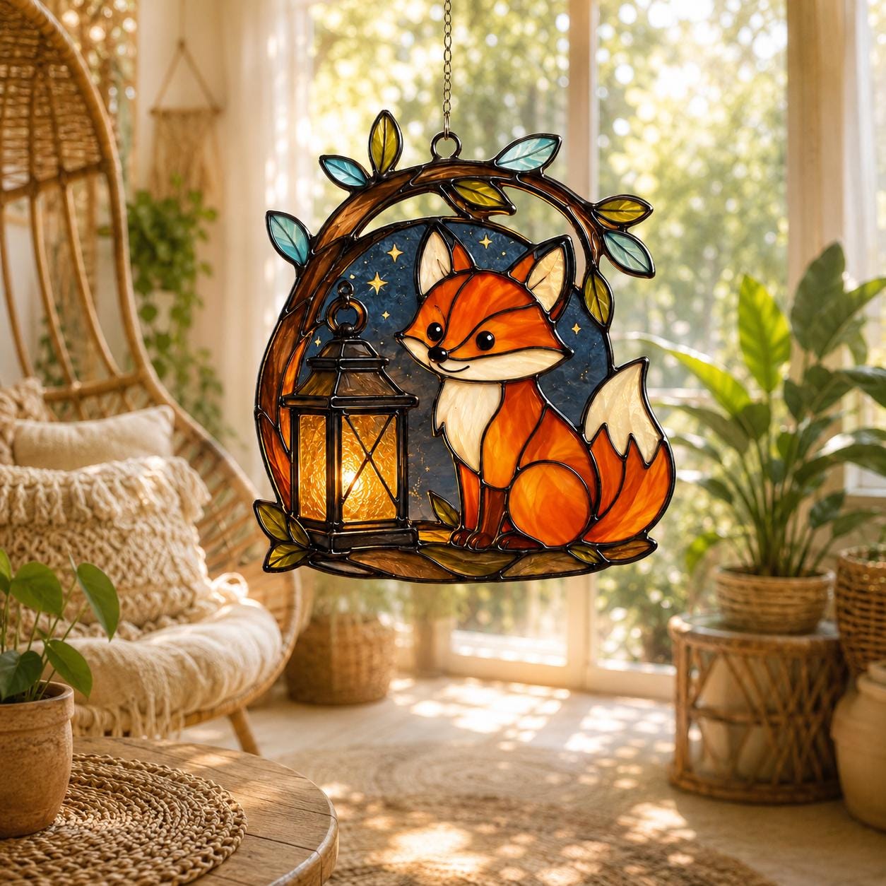 Fox Lantern Starry Night Suncatcher - Image 7