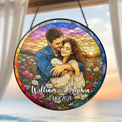 Couple Photo Anniversary Custom Suncatcher